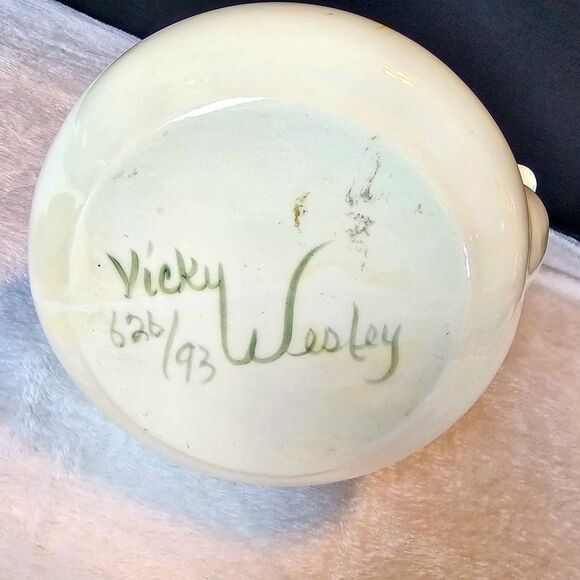 Vintage Vicky Wesley Signed Numbered Sunflower Teapot Bowl Cup Set - Picture 3 of 15